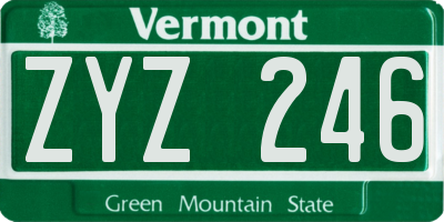 VT license plate ZYZ246