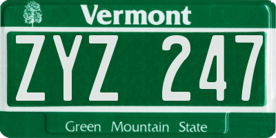 VT license plate ZYZ247