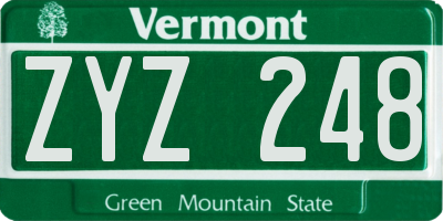 VT license plate ZYZ248