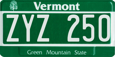 VT license plate ZYZ250