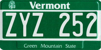 VT license plate ZYZ252