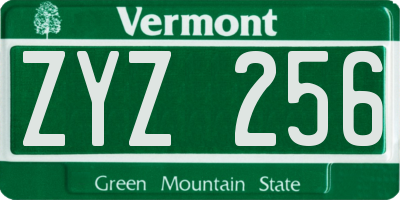 VT license plate ZYZ256