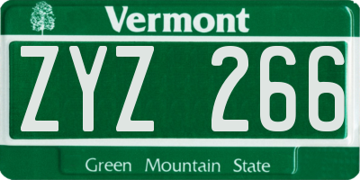 VT license plate ZYZ266