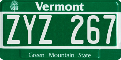 VT license plate ZYZ267
