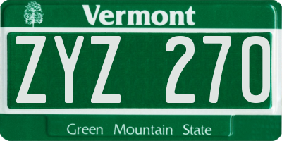 VT license plate ZYZ270
