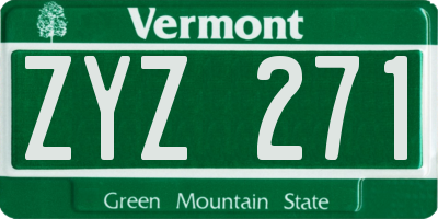 VT license plate ZYZ271