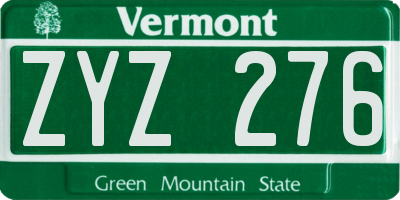 VT license plate ZYZ276