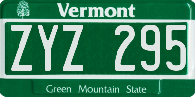 VT license plate ZYZ295