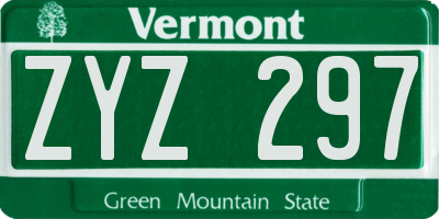VT license plate ZYZ297