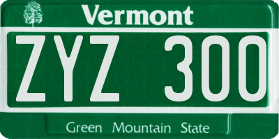 VT license plate ZYZ300