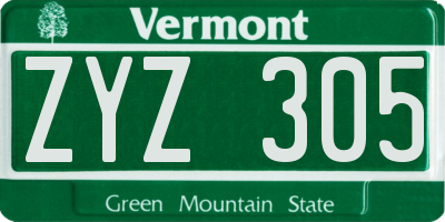 VT license plate ZYZ305