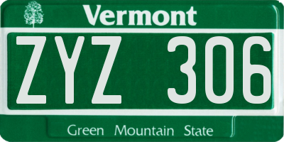 VT license plate ZYZ306