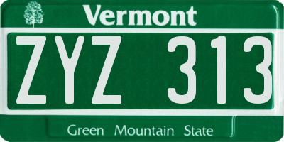 VT license plate ZYZ313