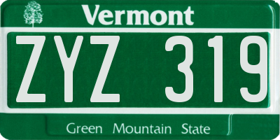 VT license plate ZYZ319