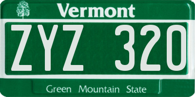 VT license plate ZYZ320