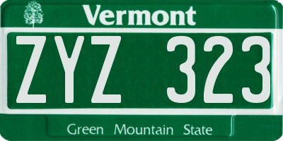VT license plate ZYZ323