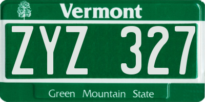VT license plate ZYZ327