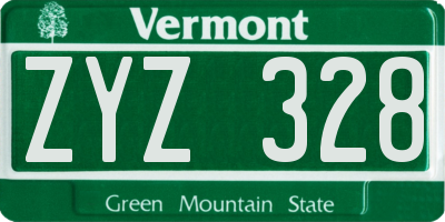 VT license plate ZYZ328
