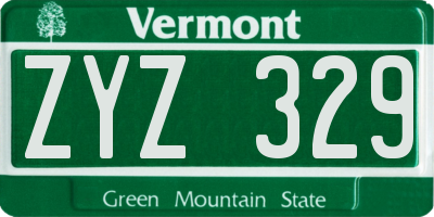 VT license plate ZYZ329