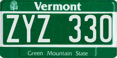 VT license plate ZYZ330