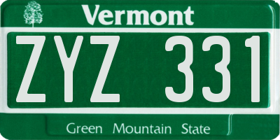 VT license plate ZYZ331