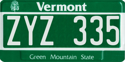VT license plate ZYZ335
