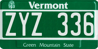 VT license plate ZYZ336