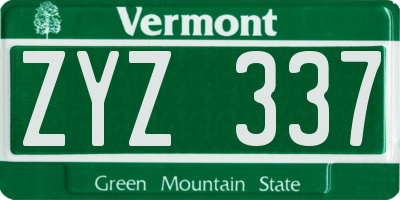 VT license plate ZYZ337