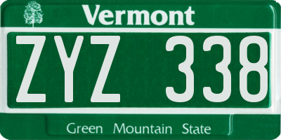 VT license plate ZYZ338