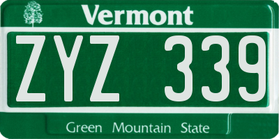 VT license plate ZYZ339