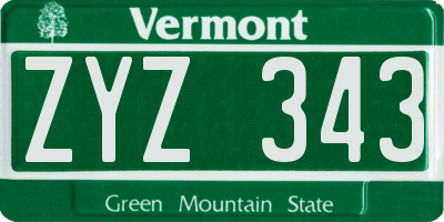 VT license plate ZYZ343