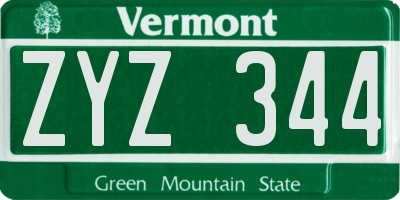 VT license plate ZYZ344