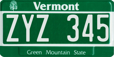 VT license plate ZYZ345