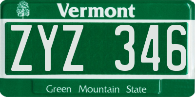 VT license plate ZYZ346