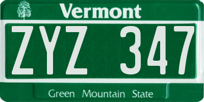 VT license plate ZYZ347