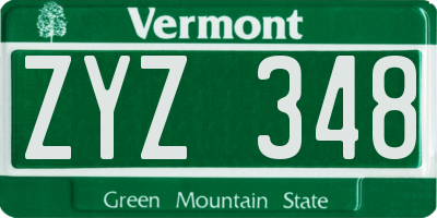 VT license plate ZYZ348
