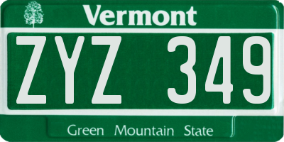VT license plate ZYZ349