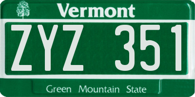 VT license plate ZYZ351