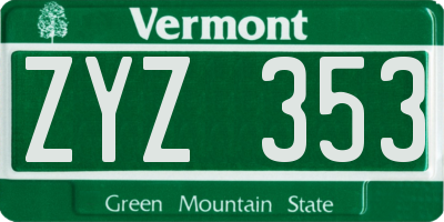 VT license plate ZYZ353