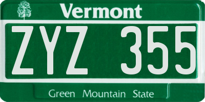VT license plate ZYZ355