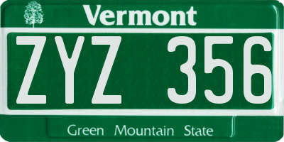 VT license plate ZYZ356