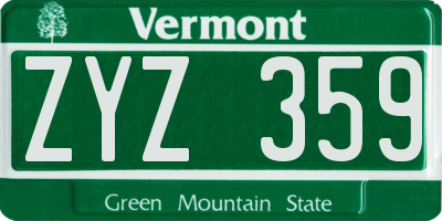 VT license plate ZYZ359