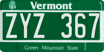 VT license plate ZYZ367
