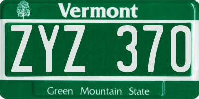 VT license plate ZYZ370