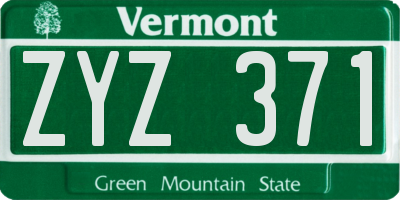 VT license plate ZYZ371