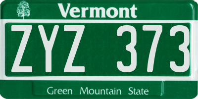 VT license plate ZYZ373