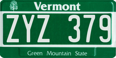 VT license plate ZYZ379
