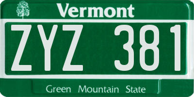 VT license plate ZYZ381