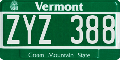 VT license plate ZYZ388