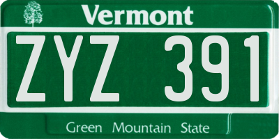 VT license plate ZYZ391